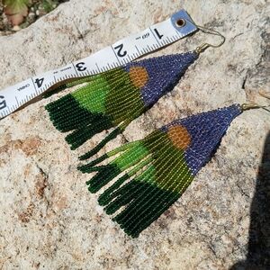 American Vintage Green and Blue Beaded Earrings